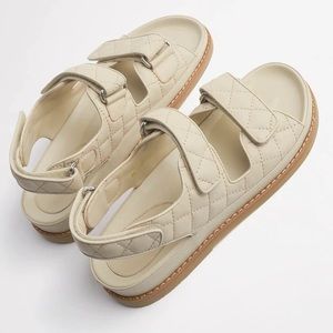 Cream Quilted Tony Bianco Dad Sandals Size 8